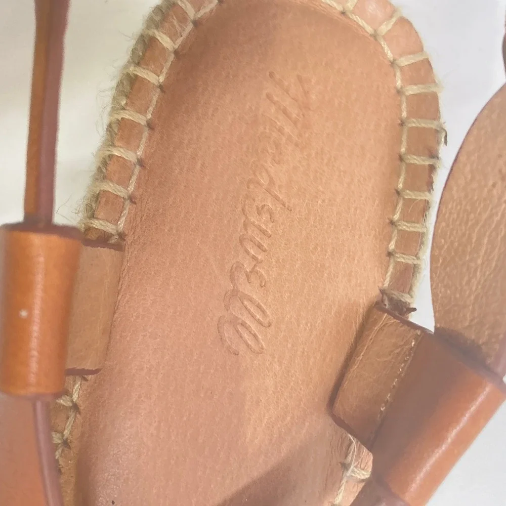 Madewell AM199‎ English Saddle Brown Leather Espadrille Gladiator Sandals Sz 6.5